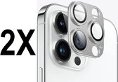 Screenz® - Camera lens protector geschikt voor iPhone 15 Pro / 15 Pro luxe zilver - Screenprotector - Beschermglas - Glasplaatje geschikt voor iPhone 15 Pro / iPhone 15 Pro Max - 2 stuks