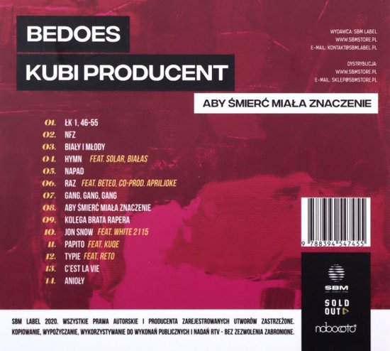 Bedoes & Kubi Producent: Aby Śmierć Miała Znaczenie [CD], Bedoes & Kubi ...