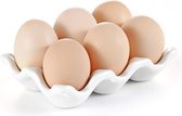 Eierdopjes - Wit - 6 eieren - Keramiek - Hoogwaardige Kwaliteit - Eierhouder