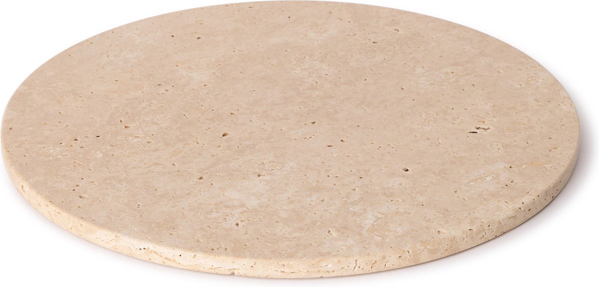 MOOISA - Dienblad rond - Travertine Ø30cm - rond marmer dienblad - vierkant marmer dienblad - decoratie schaal - tapasplank - serveerplank