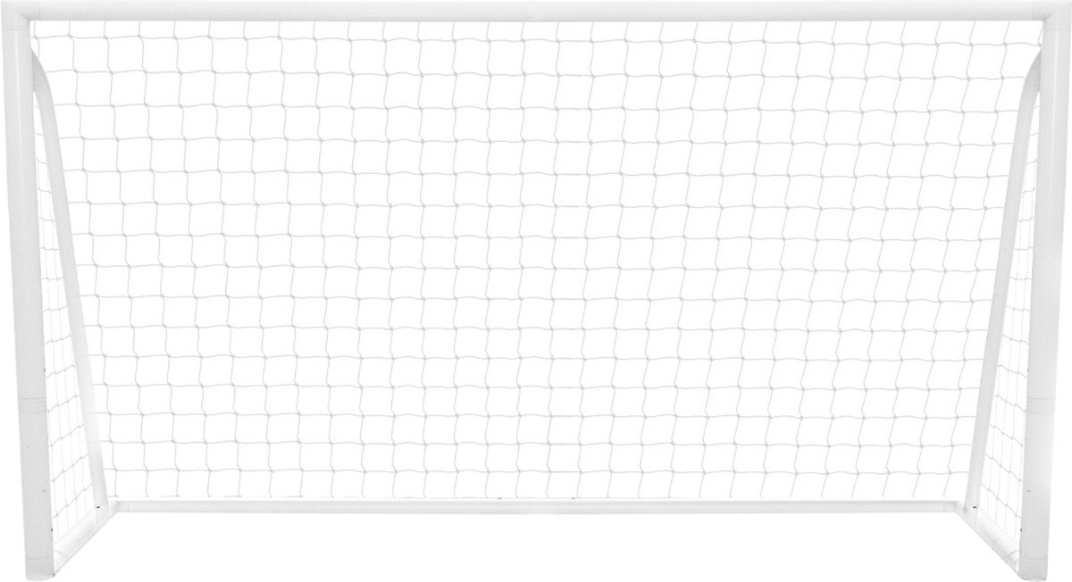 Monster Shop – 3.66 x 1.84m Voetbaldoel - Weerbestendig PVC Frame - Snelle Slot & Klik Montage - 5-gaats Doelscherm - Handige Draagtas - Wit - PVC Frame 68mm Diameter