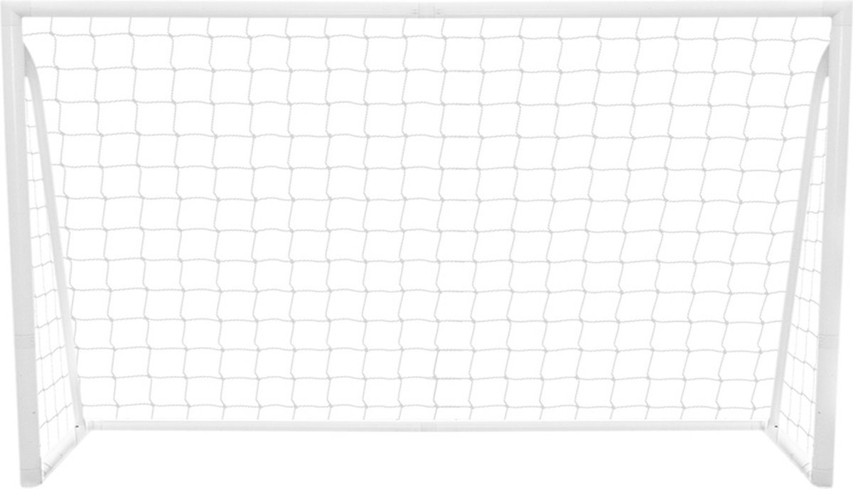 Monster Shop – 1.85 x 1.21m Voetbaldoel - Weerbestendig PVC Frame - Snelle Slot & Klik Montage - 5-gaats Doelscherm - Handige Draagtas - Wit - PVC Frame 68mm Diameter