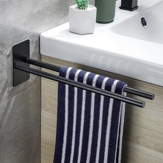 Porte Serviette Double Salle de Bain, Noir Barre ,Porte Serviette , Porte  Essuie Salle de Bain sans