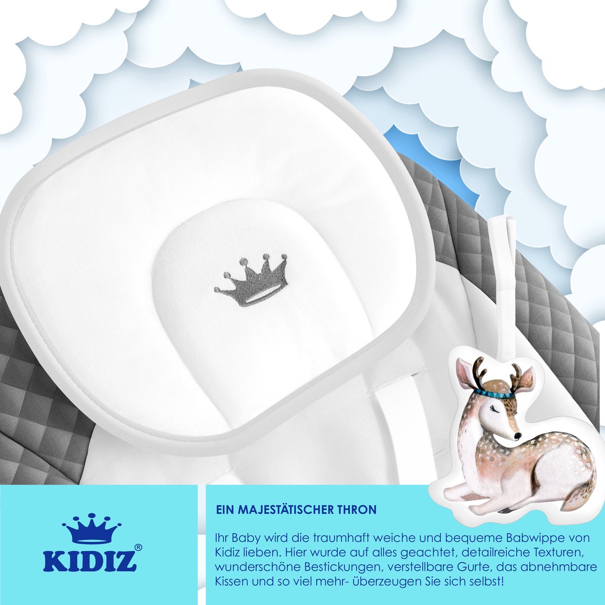KIDIZ Wipstoel Baby Elektrisch Babyschommel tot max 9kg - Antraciet thumbnail 4
