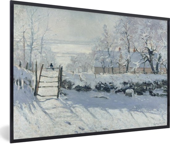 Fotolijst incl. Poster - De ekster - Schilderij van Claude Monet - 30x20 cm - Posterlijst