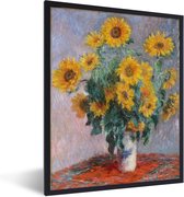 Fotolijst incl. Poster - Boeket van zonnebloemen - Schilderij van Claude Monet - 60x80 cm - Posterlijst