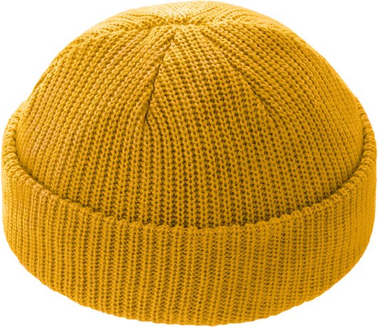 Sans marque - très belle qualité, doux chapeau de pêcheur couleur moutarde - 50% laine / 50% acrylique - agréable tout au long de l'automne / hiver - élégant - résistant - beau cadeau