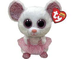 Ty Beanie Boo Nina Mouse - Zachte knuffel van 15 cm - Bruin en Roze