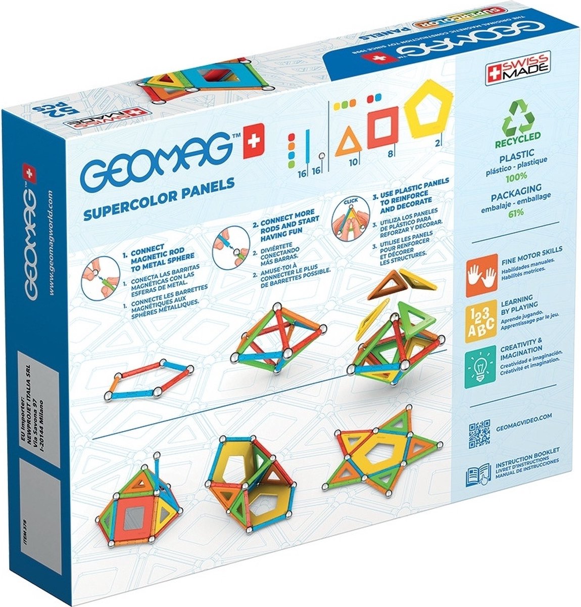 Geomag Super Color Recycled - Magnetisch Constructiespeelgoed met Panelen - 52-delig - Vanaf 5 jaar — afbeelding 6