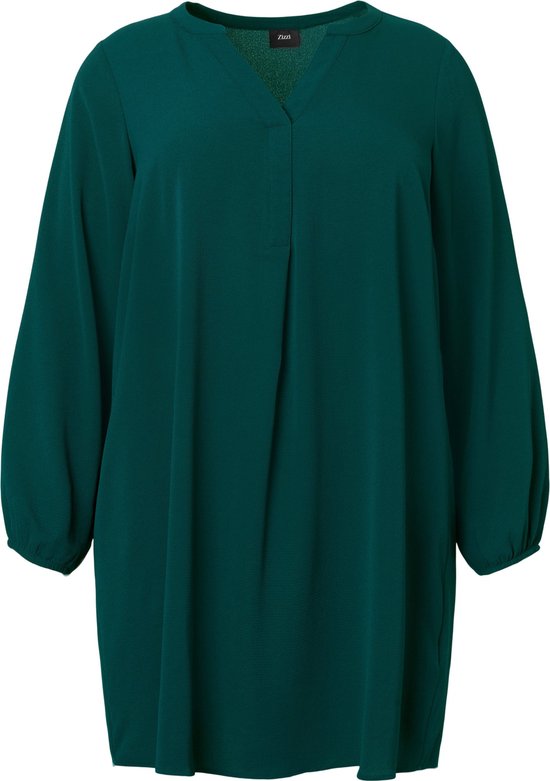 ZIZZI VANNI, L/S, V-NECK, ABK DRESS Dames Blouse - Dark Green - Maat L (50-52)