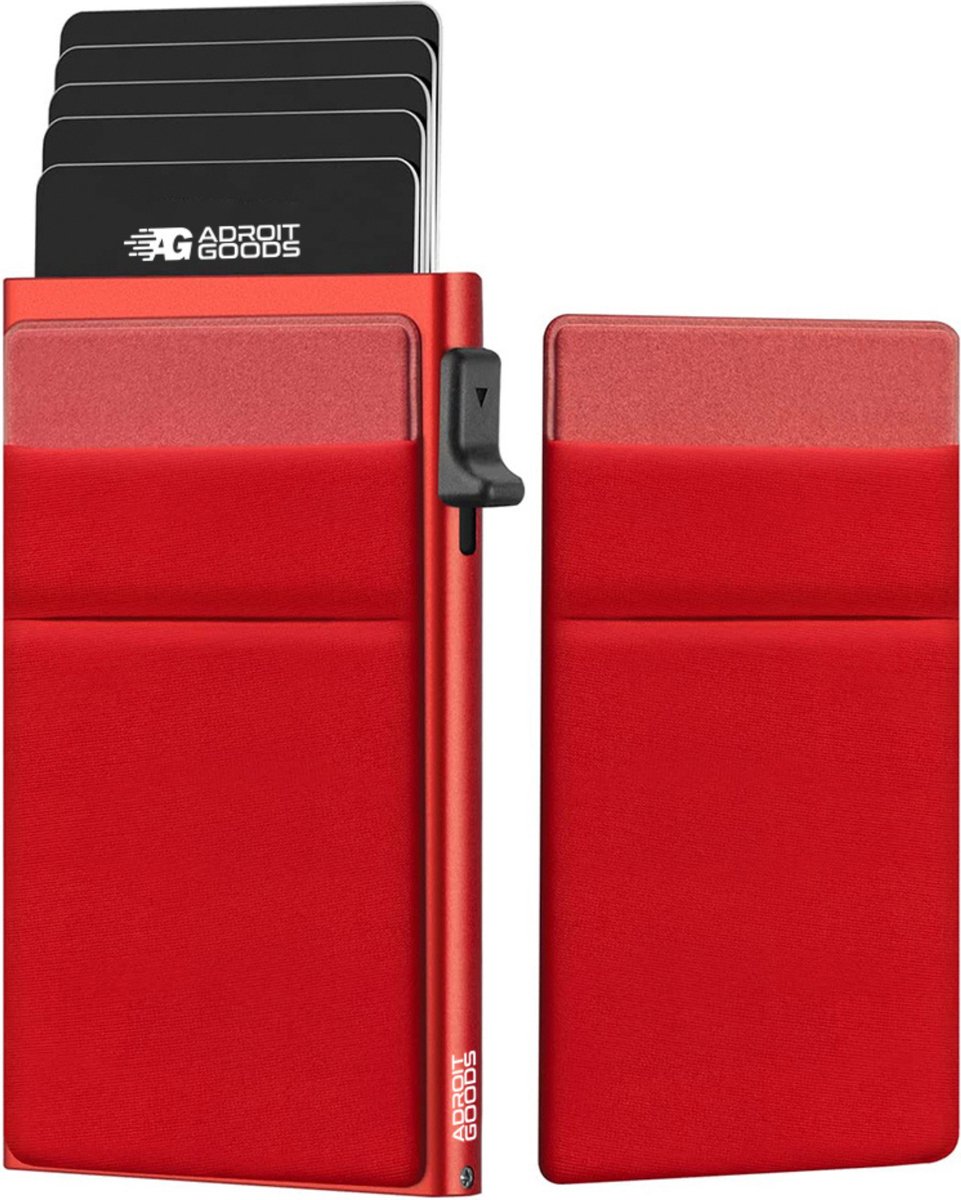 AdroitGoods Pasjeshouder Rood - Creditcardhouder - Pasjeshouder Uitschuifbaar - Pashouder - Aluminium - Portemonnee - Pasjeshouder Mannen - Pasjeshouder Vrouwen