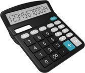 Calculatrice - Basis - 12 chiffres - LCD avec grand écran - Dual Power (solaire et batterie) - École - Bureau - Maison - Zwart