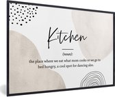 Fotolijst incl. Poster - Spreuken - Kitchen - Keuken definitie - Quotes - Woordenboek - 120x80 cm - Posterlijst