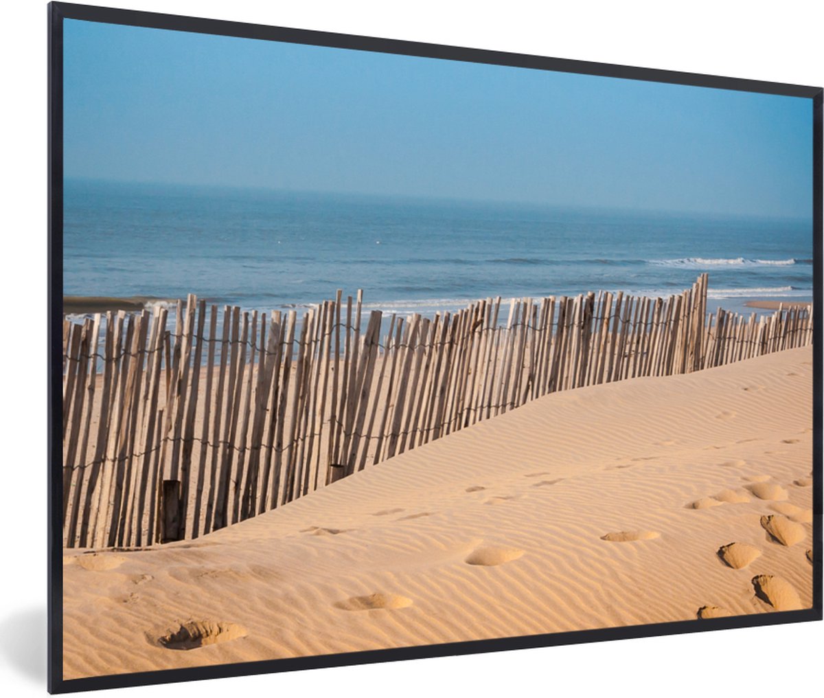 Poster in lijst - Fotolijst 30x20 cm - Posters - Strand - Zee - Palen - Posterlijst zwart 