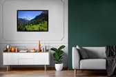 Fotolijst incl. Poster - Zwitserse Alpen in Matterhorn met groene bomen - 90x60 cm - Posterlijst