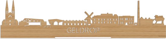 Standing Skyline Geldrop Bamboe hout - 60 cm - Woondecoratie design - Decoratie om neer te zetten en om op te hangen - Meer steden beschikbaar - Cadeau voor hem - Cadeau voor haar - Jubileum - Verjaardag - Housewarming - Interieur - WoodWideCities