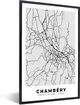 Fotolijst incl. Poster - Stadskaart – Frankrijk – Kaart – Chambéry – Plattegrond - 80x120 cm - Posterlijst
