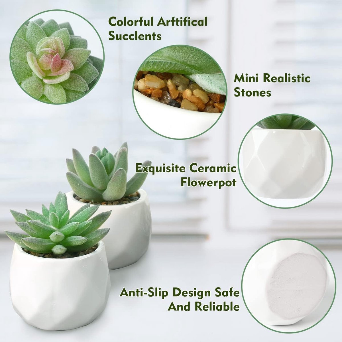 4pcs Plante Artificielles Interieur Petite Plante Artificielles Succulentes  en Plastique avec Pot en Céramique Fausses Plantes Vertes Décoration :  : Cuisine et Maison