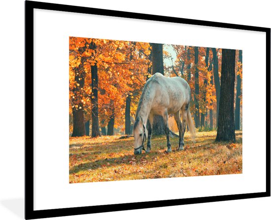 Fotolijst incl. Poster - Paard - Herfst - Bos - 90x60 cm - Posterlijst