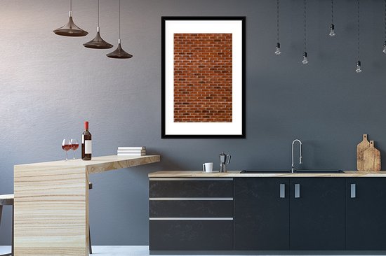 Fotolijst incl. Poster - Baksteen - Muur - Patroon - 60x90 cm - Posterlijst