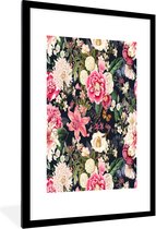 Cadre photo avec affiche - Fleurs - Motifs - Rose - 80x120 cm - Cadre pour affiche