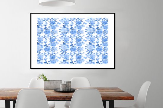 Cadre photo avec affiche - Fleurs - Roses - Blauw - 120x80 cm - Cadre pour affiche