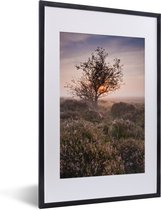 Photo encadrée - Cadre photo Heide at sunrise noir avec passe-partout blanc 40x60 40x60 cm - Affiche encadrée (Décoration murale salon / chambre)