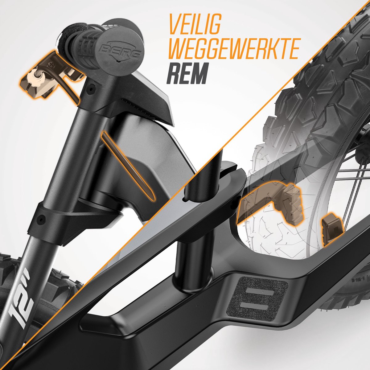 BERG Biky Cross Black Loopfiets - 12 inch - Lichtgewicht Magnesium frame - Met Handrem - Verstelbaar Zadel - 2,5+ Jaar - Zwart — afbeelding 5