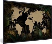 Fotolijst incl. Poster - Wereldkaart - Tropische planten - Bloemen - 60x40 cm - Posterlijst