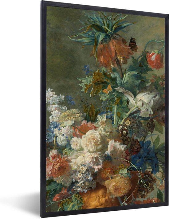 Fotolijst incl. Poster - Stilleven met bloemen - Schilderij van Jan van Huysum - 60x90 cm - Posterlijst