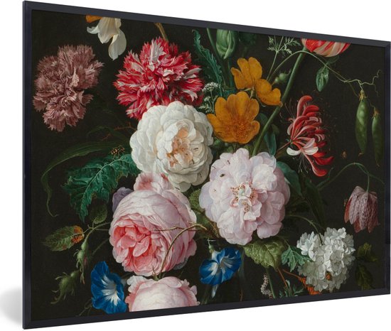 Poster in lijst - Schilderij - Bloemen - Jan Davidsz. de Heem - Fotolijst - Poster - Wanddecoratie - 90x60 cm - Kamerdecoratie - Woonkamer