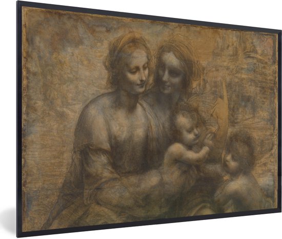 Fotolijst incl. Poster - Maria met kind en Sint-Anna - Leonardo da Vinci - 60x40 cm - Posterlijst