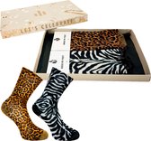 Sock My Feet geschenkdoos sokken dames 39 42 - cadeau voor vrouw - duurzaam - naadloos - Panther Zebra