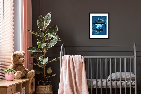 Cadre photo avec poster - OVNI - Extraterrestre - Espace - 30 x 40 cm - Cadre pour poster
