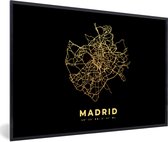 Cadre photo avec affiche - Madrid - Espagne - Carte - Or - 60x40 cm - Cadre pour affiche