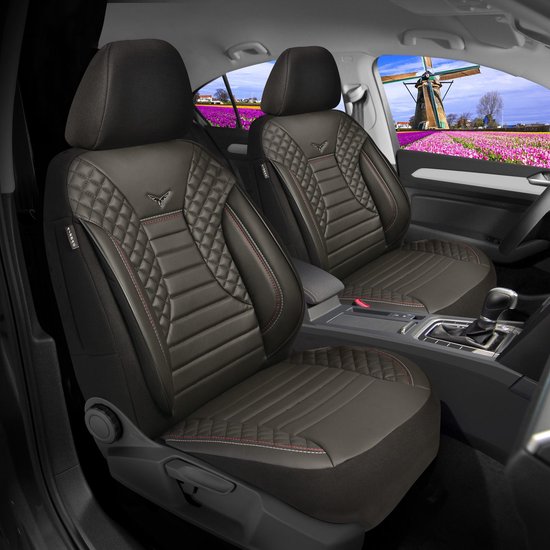 Autostoelhoezenset voor Audi A1 GB Citycarver 5 Door 2018-2022, All Weather 5 Zits Autostoelhoes, Antislip Ademende Autostoelbeschermer, Voor- en Achterbankbeschermer,E Beige