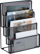 tijdschriftenrek - 43 x 33 x 18 cm - staal - 4 vakken - brievenhouder - zwart