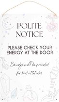 Something Different - Check Your Energy at the Door Metalen wandbord - Multicolours