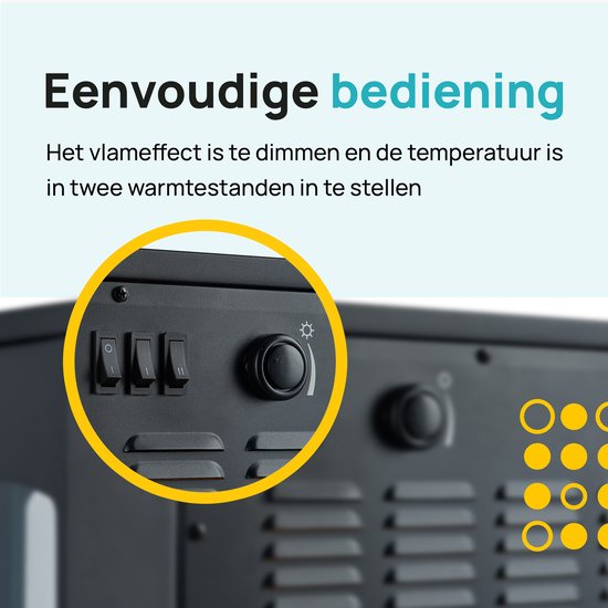 MOA Sfeerhaard Elektrisch - Haard met Verwarming - 2000W - Kachel Vrijstaand - Openhaard - Zwart