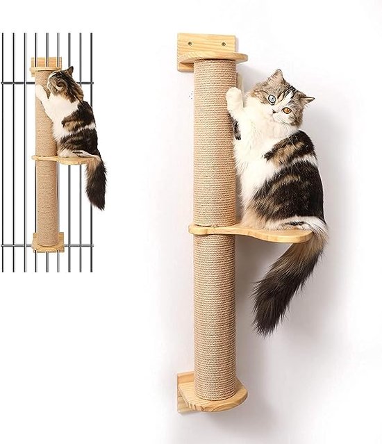 Yaheetech Krabpaal, hoogte 158 cm, stabiele kattenkrabpaal, kattenmeubel, klimboom voor katten, zwart