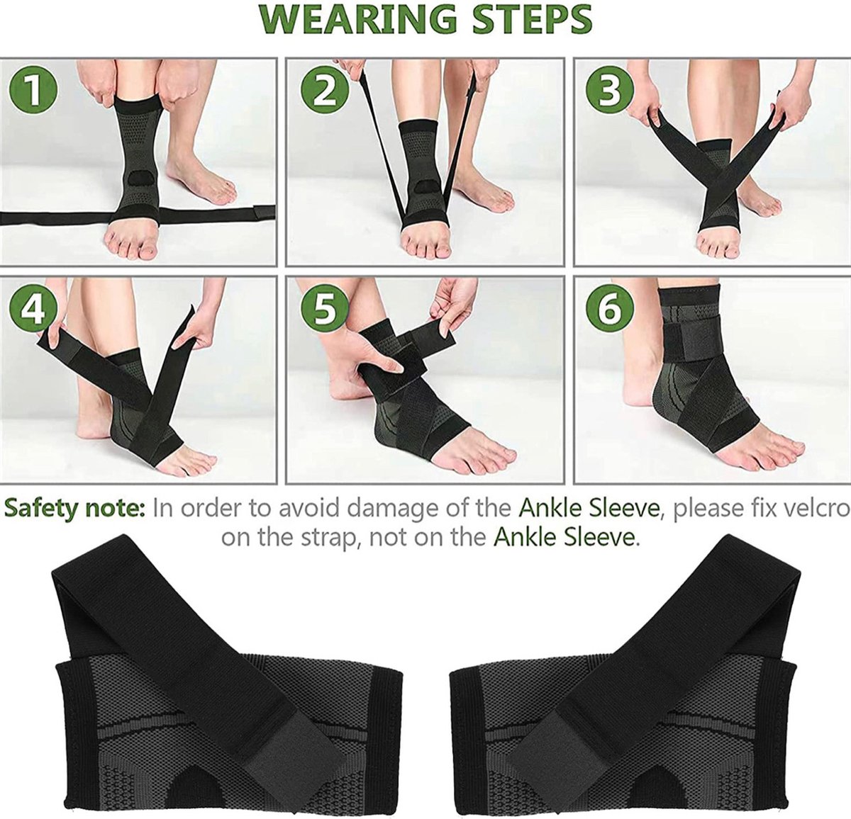 De Millennials Enkelbrace 1 pair (2 stuks) - Schoenmaat: 39 - 42 - enkelbandage voor compressiesokken verlichten hielspoor - sport - Enkel Bandage - Voet brace - Enkel Brace - Enkelondersteuning - Neopreen - Comfort fit - Zwart - Universeel — afbeelding 4