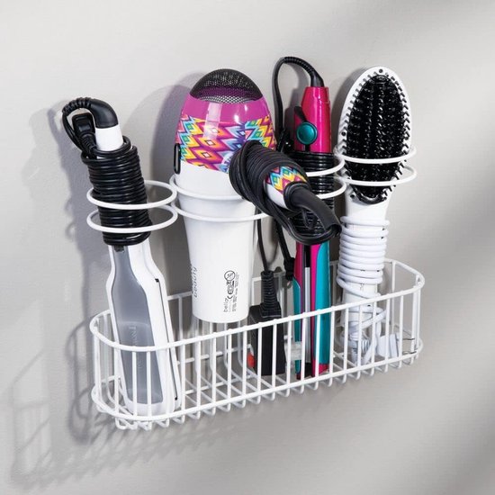 Porte Sèche Cheveux, Fer à Lisser Support De Porte Sèche Cheveux Mural En Aluminium Avec Range Cables Pour Ranger Le Seche Cheveux Le Lisseur Les Brosses A Cheveux Et Plus 1 92433269