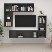 The Living Store Televisiewandmeubelset - tv-meubelset - 37 x 37 x 72 cm / 37 x 37 x 107 cm / 37 x 37 x 142.5 cm - Ken- kleur- grijs - materiaal- spaanplaat - montage vereist
