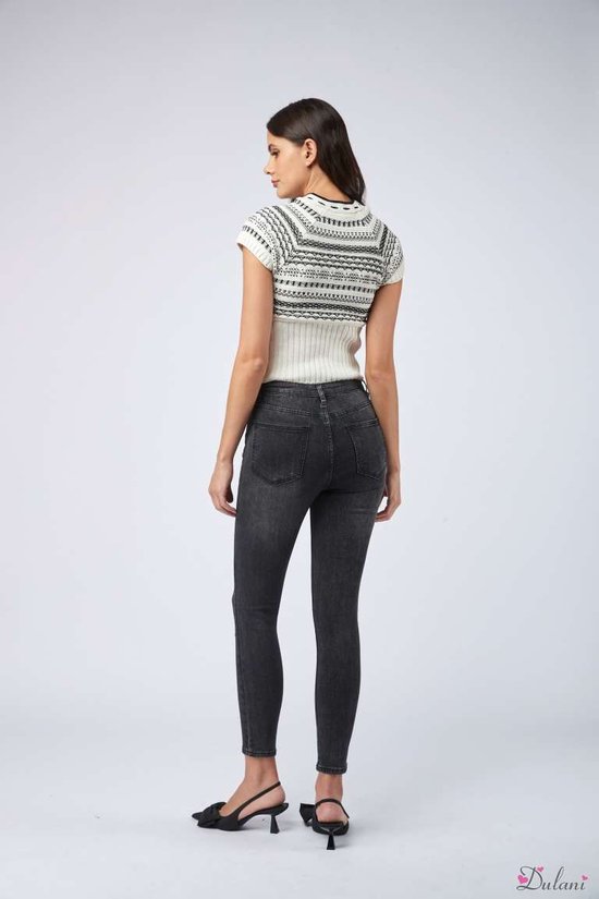 Pantalon taille haute Toxik3 avec denim gris