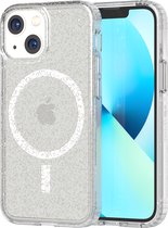 Tech21 Evo Sparkle - iPhone 13 Mini hoesje - Schokbestendig telefoonhoesje - Geschikt voor MagSafe - Glitter Zilver - 3,6 meter valbestendig