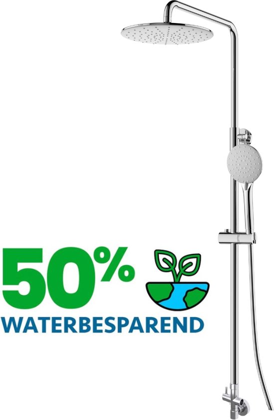 EcoRain© 30% Waterbesparende Regendouche Doucheset Glenn 23 CM - Handdouche 12 CM - Hoge Druk - Universeel - Anti-Kalk Douchekop - 5 jaar garantie - Chroom
