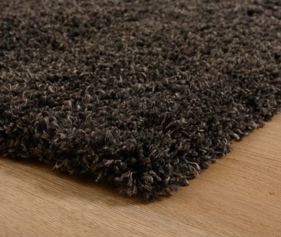 Tapis carré à poils longs shaggy Trend uni - noir 300x300 cm