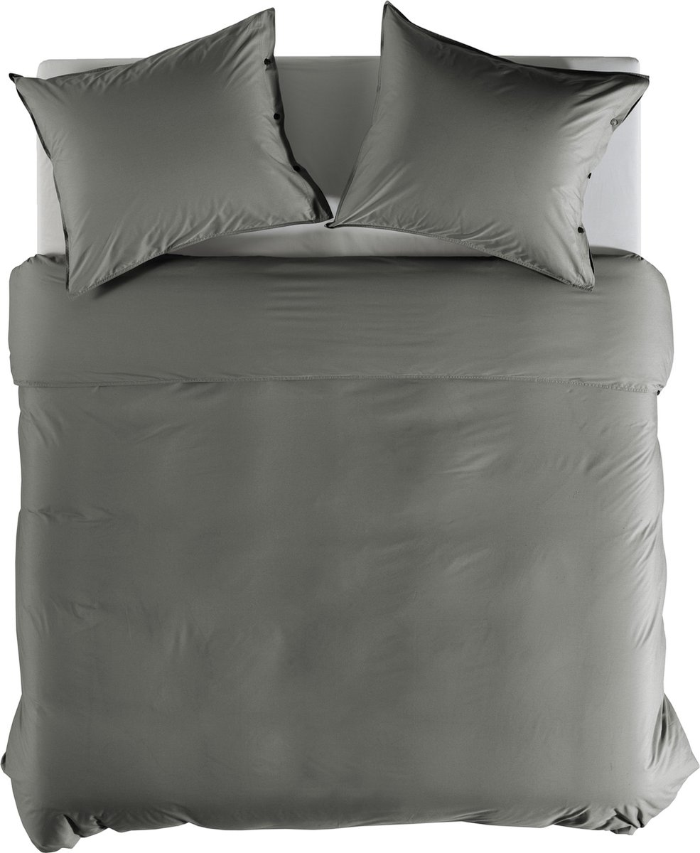 Yellow Percale Dekbedovertrek - Litsjumeaux XL - 260x200/220 cm - Steel Grey