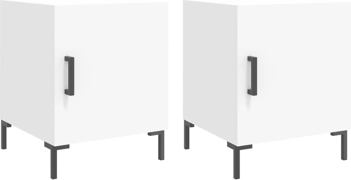 vidaXL Nachtkastjes - 2 - st - 40x40x50 - cm - bewerkt - hout - wit