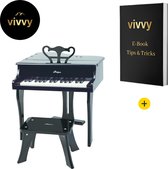 Kinderpiano Elegant - Kinder Keyboard Met Vleugel - Speelgoedpiano Met Script Houder - Het Perfecte Cadeau - 50*52*60 Cm - Incl. Kruk